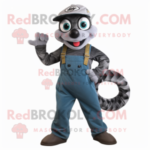 Gray Snake mascot costume character dressed with a Dungarees and Cummerbunds