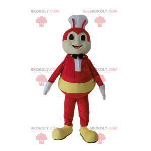 Yellow and red insect fly mascot with a chef's hat -