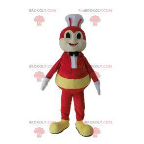 Yellow and red insect fly mascot with a chef's hat -