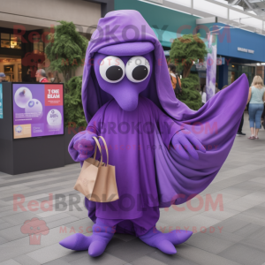 Purple Squid maskot kostym...