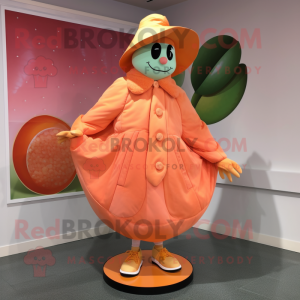 Peach Plate Spinner mascot costume character dressed with a Coat and Shoe clips