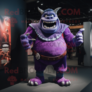 Purple Ogre maskot kostume...