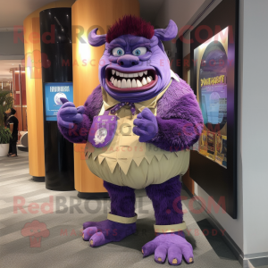 Purple Ogre maskot kostume...