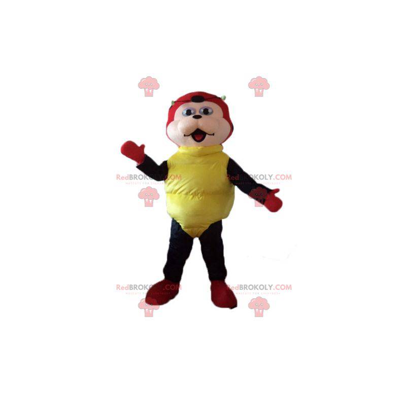 Mascote da joaninha com bolinhas pretas e amarelas vermelhas -