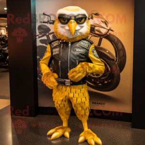 Gold Falcon maskot kostume...