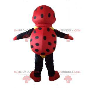 Mascotte de coccinelle rouge noir et jaune à pois -