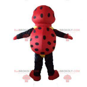 Mascotte de coccinelle rouge noir et jaune à pois -