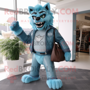 Sky Blue Werewolf mascotte...