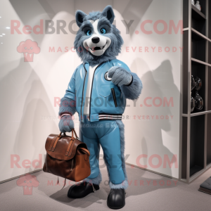 Sky Blue Werewolf mascotte...