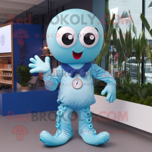 Sky Blue Octopus mascotte...