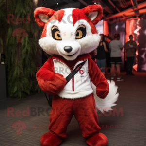 Hvit rød panda maskot drakt...