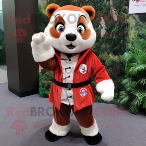 Hvid rød panda maskot...