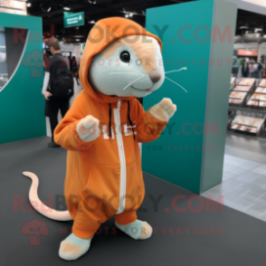 Orange Rat mascot costume character dressed with a Hoodie and Wallets