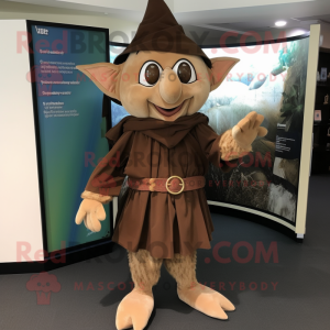 Brown Elf mascotte kostuum...