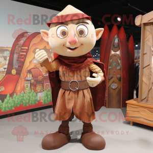 Brown Elf maskot kostym...