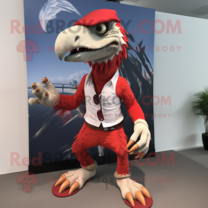 Rød Utahraptor maskot...