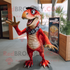 Rode Utahraptor mascotte...