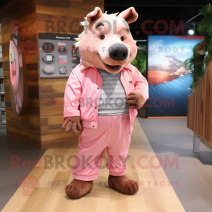 Roze Wild Boar mascotte...