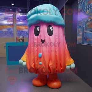 nan Jellyfish mascot costume character dressed with a Parka and Shoe clips