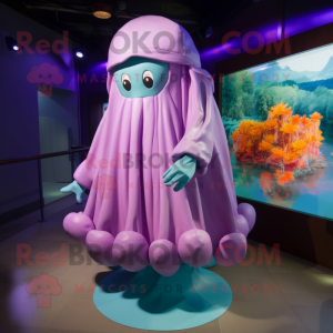 nan Jellyfish mascot costume character dressed with a Parka and Shoe clips