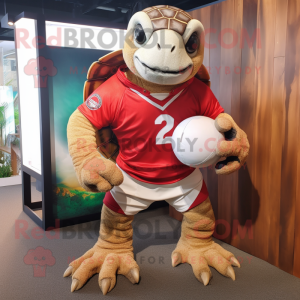 Red Sea Turtle mascot costume character dressed with a Rugby Shirt and Tie pins