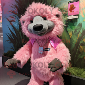 Pink Sloth Bear maskot...