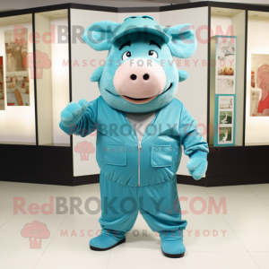 Turquoise Pig mascotte...