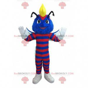 Mascotte blauwe wesp gestreept met rood - Redbrokoly.com