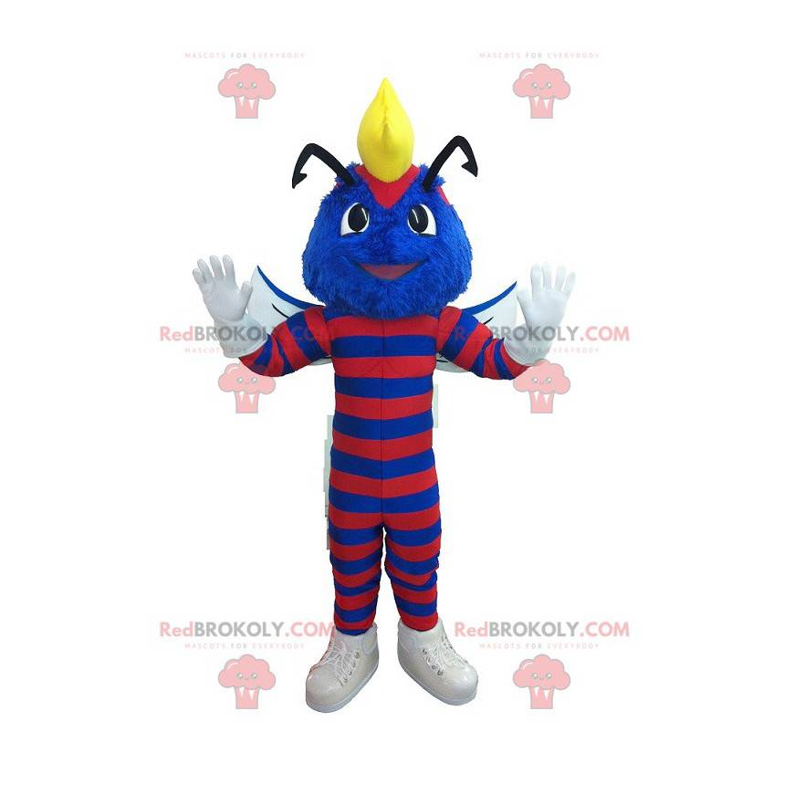 Mascote de vespa azul listrado de vermelho - Redbrokoly.com