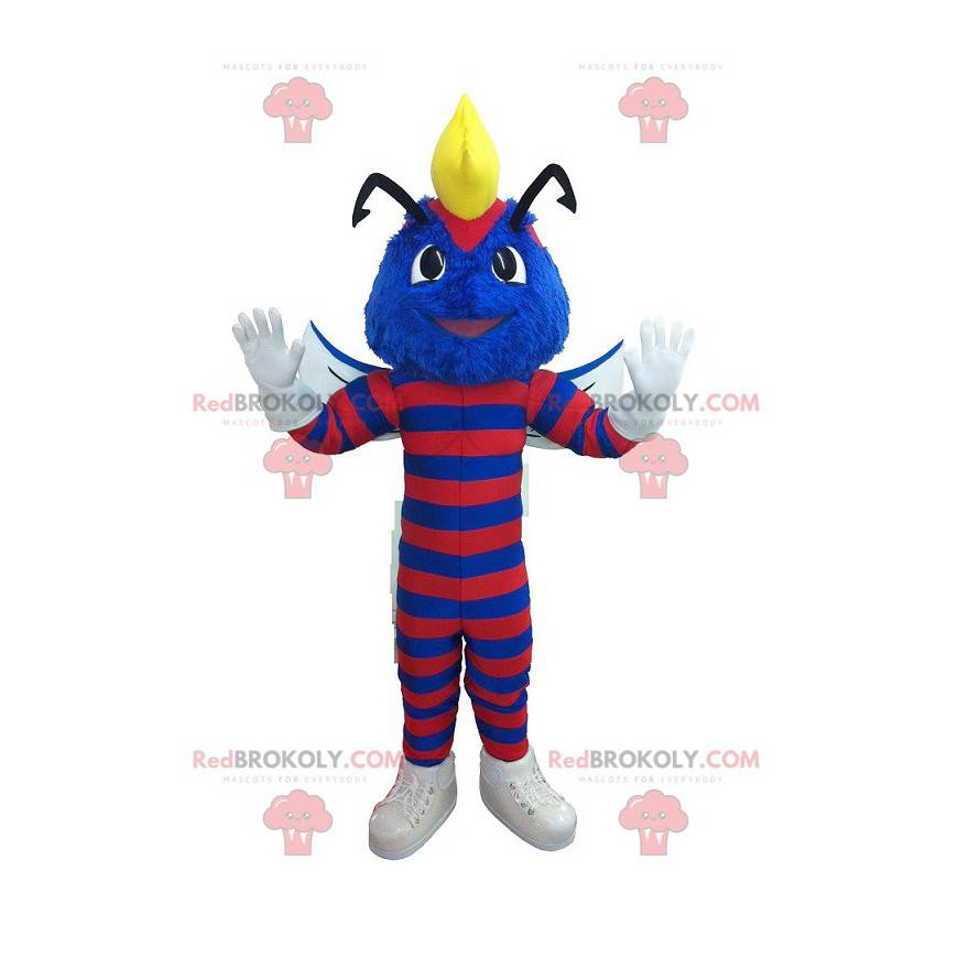 Mascotte blauwe wesp gestreept met rood - Redbrokoly.com