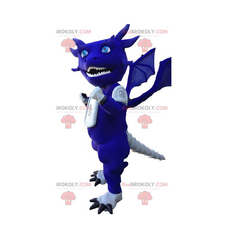 Funny and original blue and white dragon mascot - Redbrokoly.com