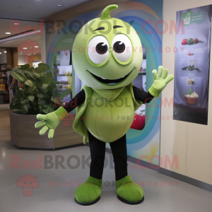 Olive Pepper mascot costume character dressed with a Jeggings and Keychains
