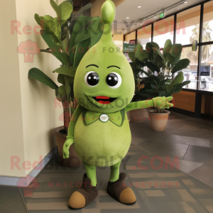 Olive Pepper mascot costume character dressed with a Jeggings and Keychains