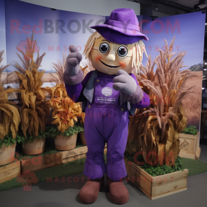 Paars Scarecrow mascotte...