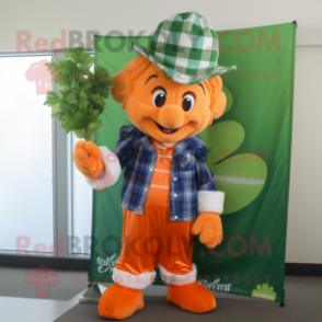 Orange Bunch Of Shamrocks mascot costume character dressed with a Chambray Shirt and Scarf clips