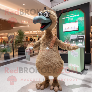 Brown Ostrich mascot costume character dressed with a One-Piece Swimsuit and Bracelet watches