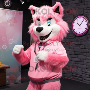 Mascotte de loup rose...