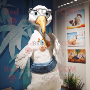 nan Albatross mascot costume character dressed with a Swimwear and Cummerbunds