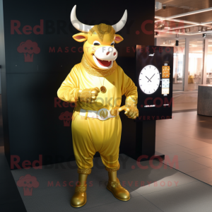 Gold Bull maskot kostume...