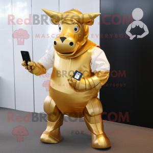Gold Bull maskot drakt...