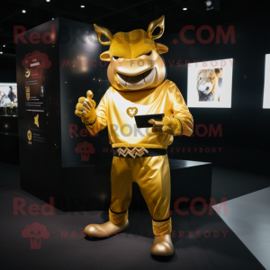 Gold Bull maskot kostume...