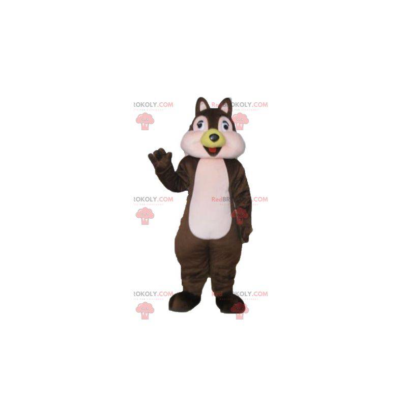 Tic eller Tac brun og rosa ekorn maskot - Redbrokoly.com