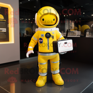 Geel astronaut mascotte...