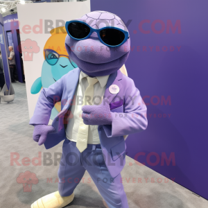 Lavender Sea Turtle mascot costume character dressed with a Blazer and Bracelets