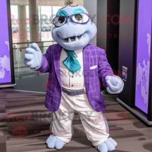 Lavender Sea Turtle mascot costume character dressed with a Blazer and Bracelets