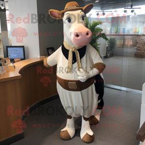 Tan Holstein Cow mascotte...