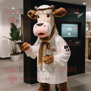 Tan Holstein Cow mascotte...