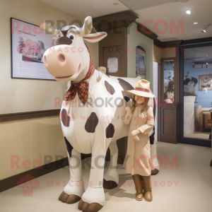 Tan Holstein Cow mascotte...