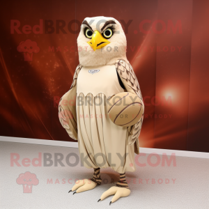 Beige Falcon maskot kostume...