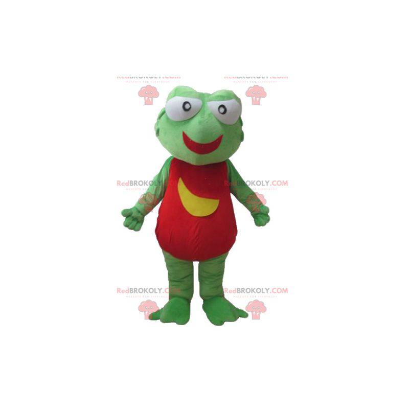 Mascotte de grenouille verte rouge et jaune géante -